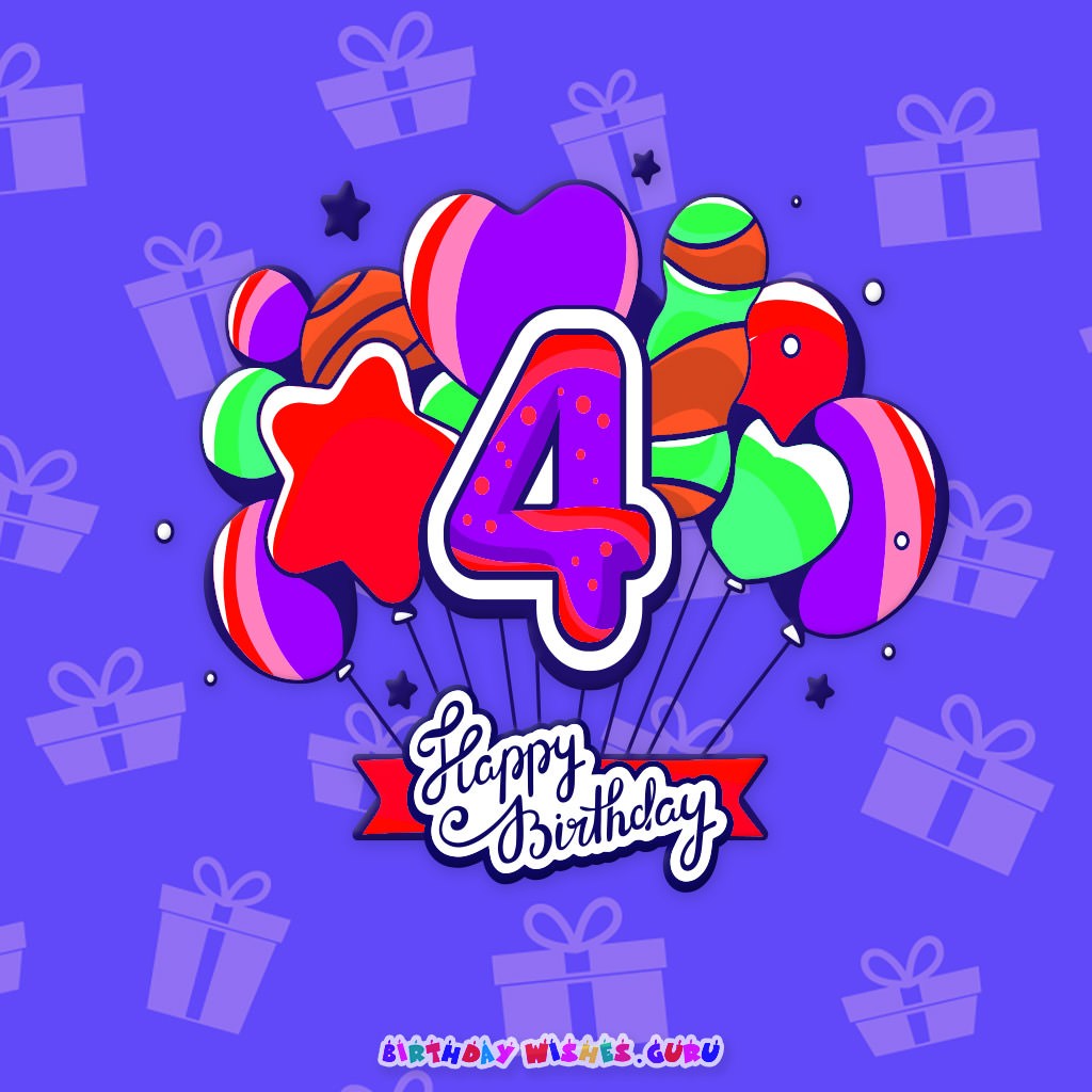 Cute 4th Birthday Wishes By Birthday Wishes Guru